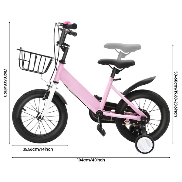 Børnecykel - 35 cm hjul - Støttehjul - Kulstofstålramme - Aluminiumsfælge - 3–5 år - Maks 35 kg - Pink