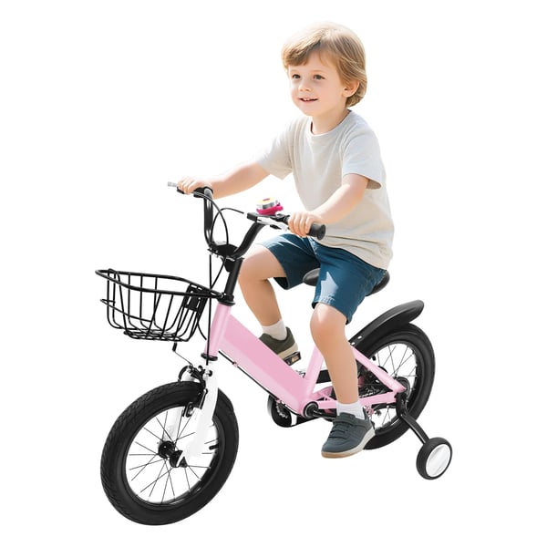 Børnecykel - 35 cm hjul - Støttehjul - Kulstofstålramme - Aluminiumsfælge - 3–5 år - Maks 35 kg - Pink