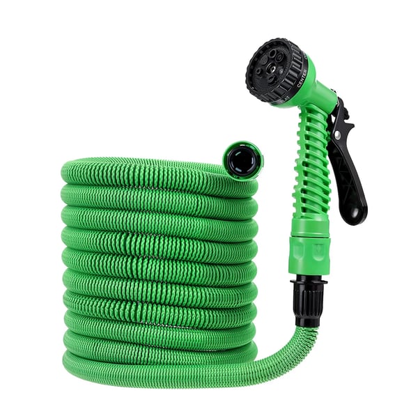 Ekspanderende haveslange - LYF-1023 Højtryk - 6×9,5 mm latex/polyester - Hurtigkoblinger - Til haner 1,27/1,91 cm - PP sprøjtepistol - Hvid