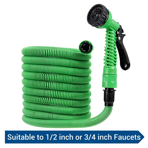 Ekspanderende haveslange - LYF-1023 Højtryk - 6×9,5 mm latex/polyester - Hurtigkoblinger - Til haner 1,27/1,91 cm - PP sprøjtepistol - Hvid