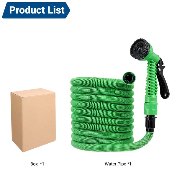 Ekspanderende haveslange - LYF-1023 Højtryk - 6×9,5 mm latex/polyester - Hurtigkoblinger - Til haner 1,27/1,91 cm - PP sprøjtepistol - Hvid