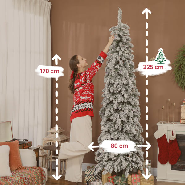 Julgran - Smal konstgran - Höjd 210 cm - Platsbesparande - Grön