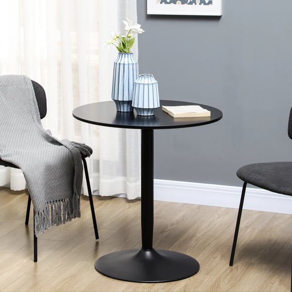Runt matbord - Köksbord - Ø70 cm, 75 cm högt - För 2 personer - Stålstativ - Modern design - Svart