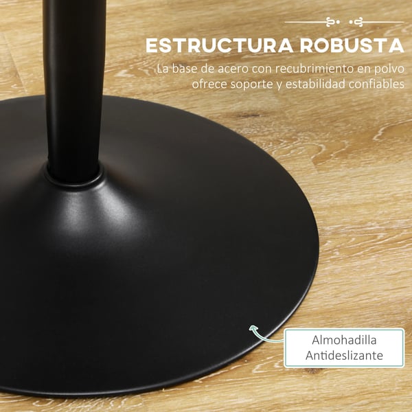 Runt matbord - Köksbord - Ø70 cm, 75 cm högt - För 2 personer - Stålstativ - Modern design - Svart