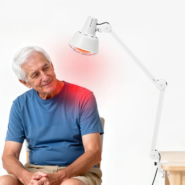 Infrarød varmelampe - Klemmelampe - 275 W - 220 V - 180° justerbar - E27 fatning - EU‑stik - Smertelindring & hudpleje - Hvid