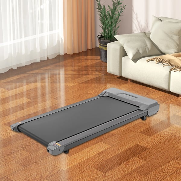 Løbebånd til Hjemmet - Walking Pad Skrivebordsløbebånd - 0,75 HP - 1–6 km/t - Justerbar Hældning - Løbeflade 50–80 cm - Støjsvag - Grå