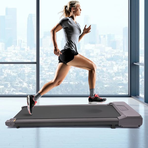 Løbebånd til Hjemmet - Walking Pad Skrivebordsløbebånd - 0,75 HP - 1–6 km/t - Justerbar Hældning - Løbeflade 50–80 cm - Støjsvag - Grå