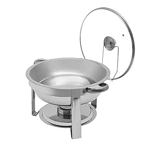 Chafing Dish Buffet-sæt - Rund Madvarmer 5 L - Rustfrit Stål - Til Buffet & Catering - Sølv