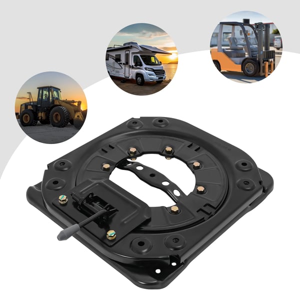 Sæde drejeplade - Drejebase - 360° Roterbar - Koldvalset Stål - 130 kg - 3 mm - Rektangulær - Til Autocamper/Bus/Entreprenørmaskiner - Sort