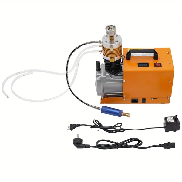 PCP-ilmakompressori - Sähköinen korkeapainekompressori - 300 Bar - 220V - 1,8 kW - Painemittari - Kannettava - Oranssi