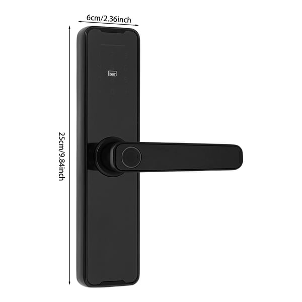Smart Dørlås - Elektronisk Lås - Fingeraftryk - Tuya WiFi - Nøglefri - Batteridrift - Aluminiumlegering - Sort