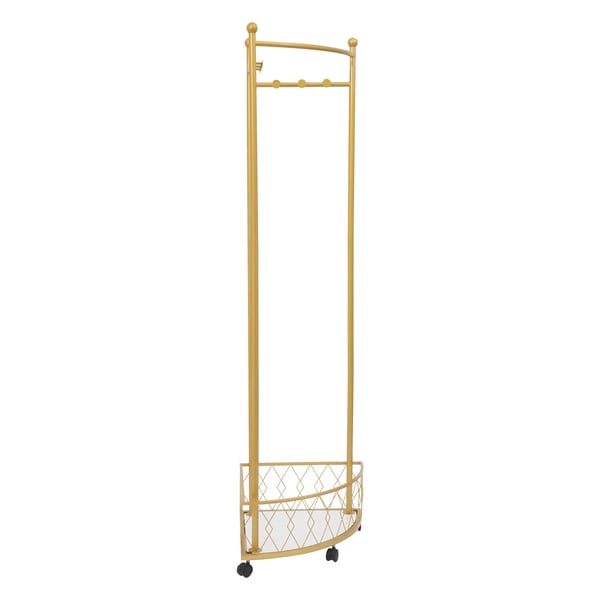 Tøjstativ - Hjørnemodel - 45x170 cm - Med Hjul - Sammenklappelig - Stål - Størrelse L - Guld