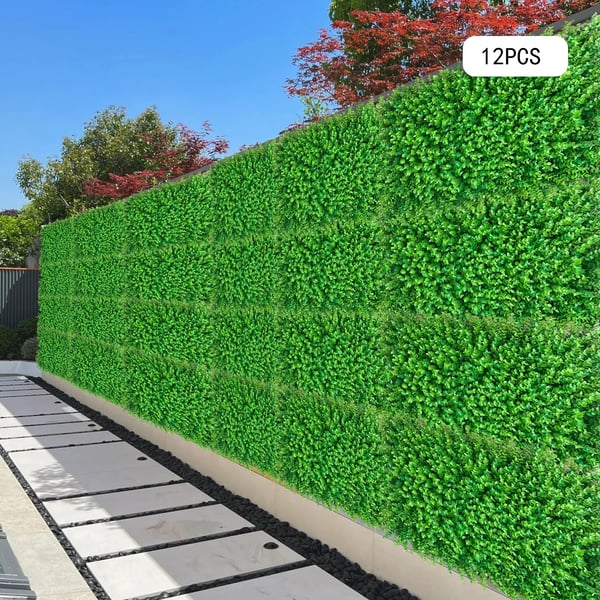 Kunstige Plantevægpaneler - Vertikal Havevæg - Størrelse 40×60 cm, 12-pak - Materiale PE - Indendørs, Ophængt - Mælkehvid