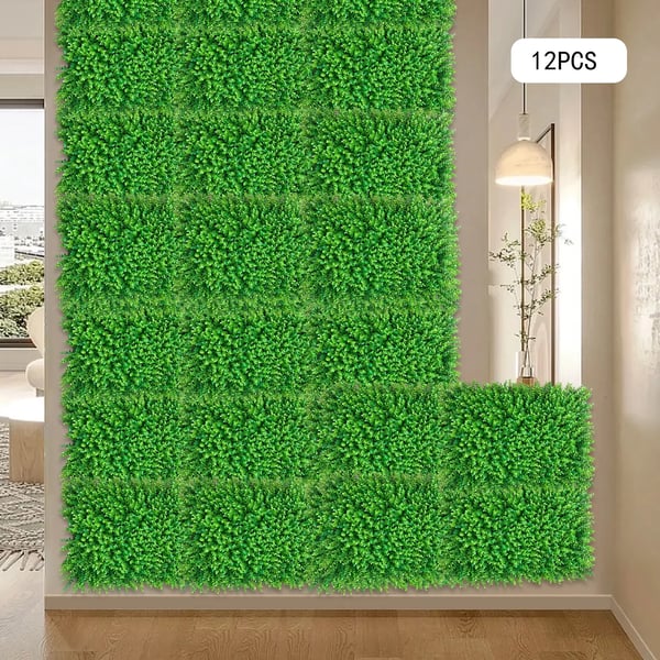 Kunstige Plantevægpaneler - Vertikal Havevæg - Størrelse 40×60 cm, 12-pak - Materiale PE - Indendørs, Ophængt - Mælkehvid