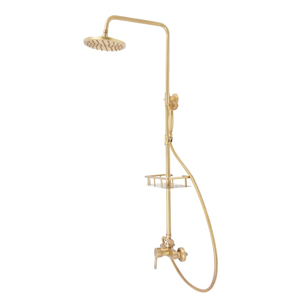 Vintage duschset - Väggmonterad tak- och handdusch - Höjdjusterbar - Mässing - Kopparventil - 360° vridbar takdusch - 1,5 m slang - Brons