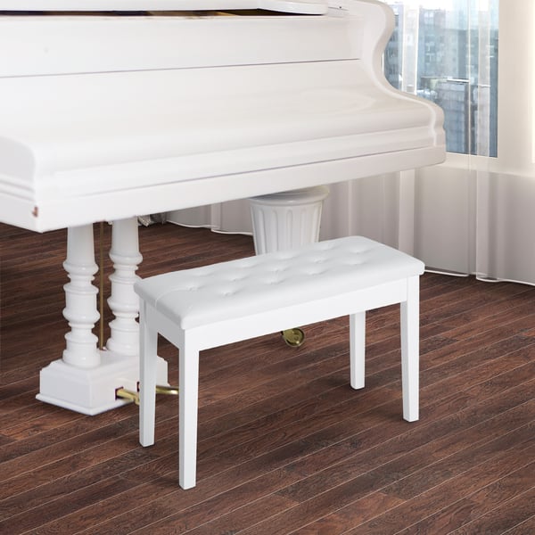 Pianopall - Keyboardbänk - Förvaring under sits - Konstläder - 76×36×50 cm - Vit