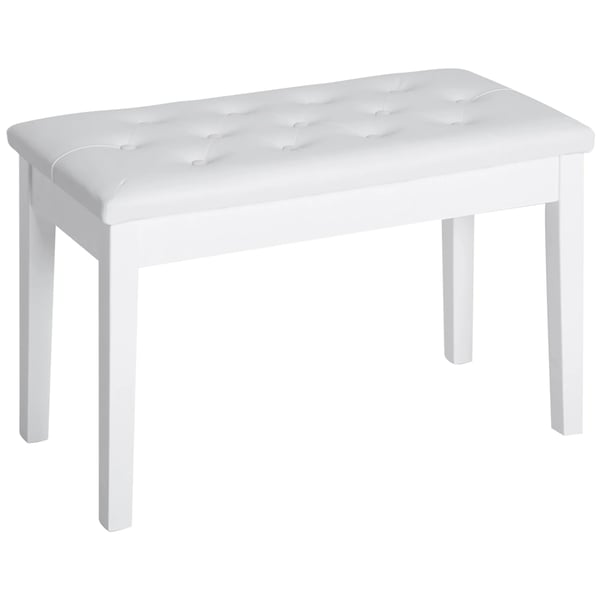 Pianopall - Keyboardbänk - Förvaring under sits - Konstläder - 76×36×50 cm - Vit