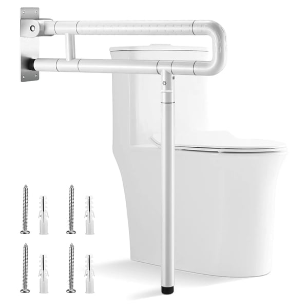 Toilet Sikkerhedsgreb - Støttearm - Væghængt - Foldbar - Rustfrit Stål - Høj Belastning - Hvid