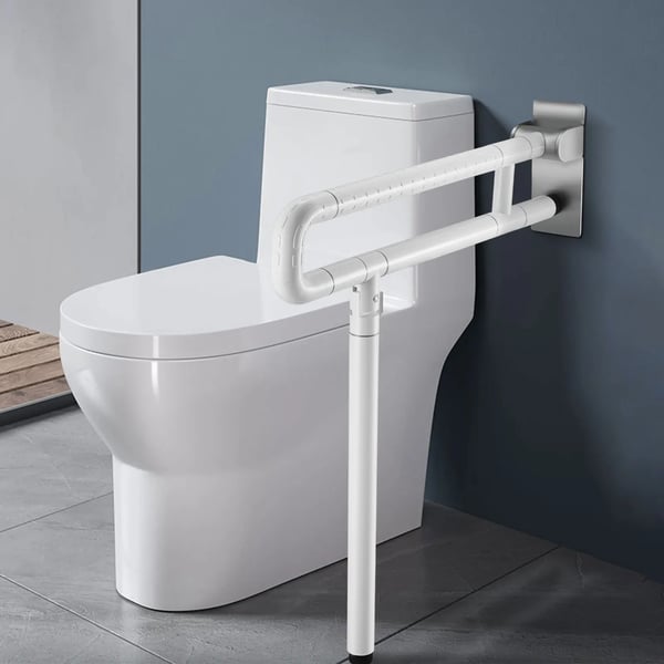Toilet Sikkerhedsgreb - Støttearm - Væghængt - Foldbar - Rustfrit Stål - Høj Belastning - Hvid