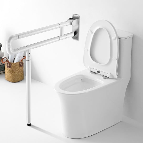 Toilet Sikkerhedsgreb - Støttearm - Væghængt - Foldbar - Rustfrit Stål - Høj Belastning - Hvid