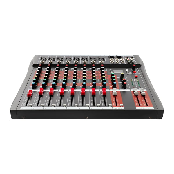 Lydmixer - Professionelt DJ-mixerpult - 8 Kanaler - USB - Bluetooth - 48V Fantomstrøm - Inkl. Strømforsyning - Sort