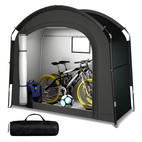 Cykelopbevaringstelt - Bærbart foldbart cykelskur - Til 1–2 cykler - Vandtæt 600D Oxford - Reflekterende Mylar - UV-beskyttelse - Sort