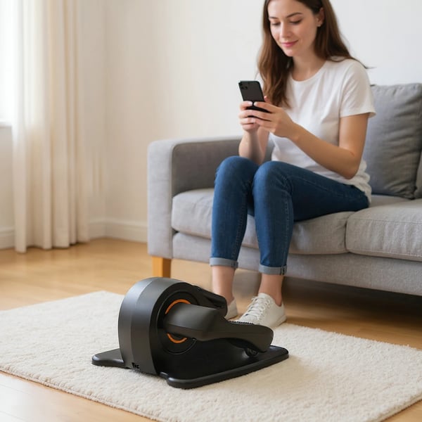 Sidde-crosstrainer - Motoriseret pedaltræner - 50 W - Touchskærm - Fjernbetjening - EU-stik - Bentræning - Sort