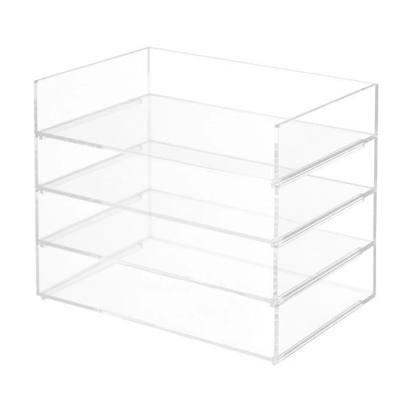 Skrivebordsorganizer - Akryl dokumentbakke - 4 niveauer - Stabelbar - A4 - Transparent