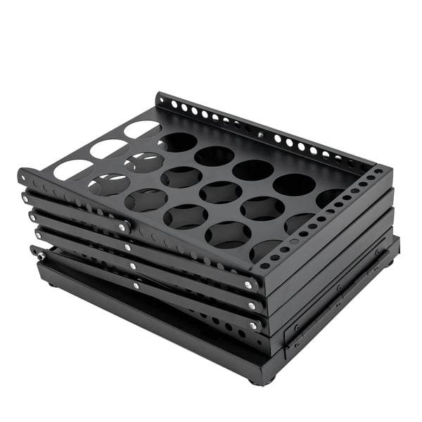 Magasinholder - 4 niveauer - Sammenklappelig - Vinklede hylder - Rustbestandig jernramme - Ingen montering - 36×27×132 cm - Sort