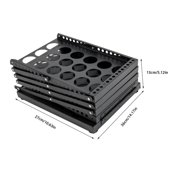 Magasinholder - 4 niveauer - Sammenklappelig - Vinklede hylder - Rustbestandig jernramme - Ingen montering - 36×27×132 cm - Sort