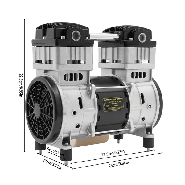 Luftkompressor Pumpehoved - 1500 W - Lav Støj - Ren Kobbermotor - 1380 o/min - Elektrisk - Sort