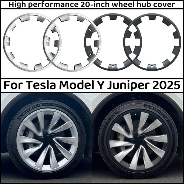 Fælgbeskytter - Hjulkapsel - 50,8 cm hjul - ABS - Ridsefast - Til Model Y Juniper 2025 - Mat sort/rød