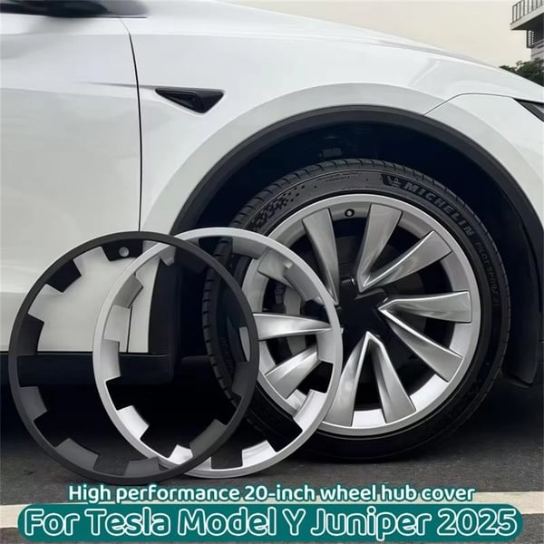 Fælgbeskytter - Hjulkapsel - 50,8 cm hjul - ABS - Ridsefast - Til Model Y Juniper 2025 - Mat sort/rød