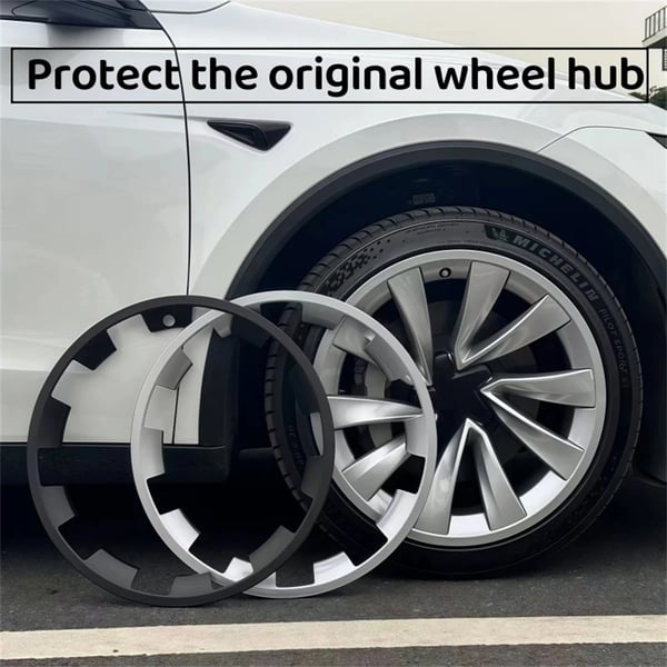 Fælgbeskytter - Hjulkapsel - 50,8 cm hjul - ABS - Ridsefast - Til Model Y Juniper 2025 - Mat sort/rød