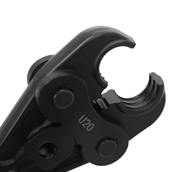 Presskæbe til presstang - U20 - Til kompositrør 20 mm - Cr40-stål - Sortoxideret, smedet - Monteringshul Ø14 mm - Vægt 2 kg - Sort