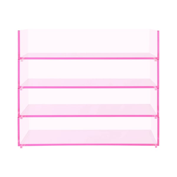 Skrivebordsorganizer - Skuffekabinet med 4 niveauer - Akryl - Udtrækkelige skuffer - Rektangulær - Til kontor & makeup - Pink