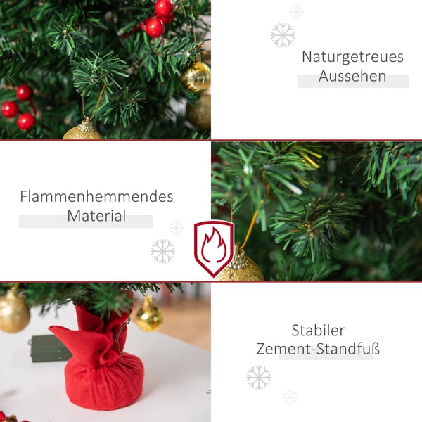 Kunstigt mini juletræ - Borddekoration - Med bær og kugler - Uden lys - Polyester - Str. S - Lysegrøn