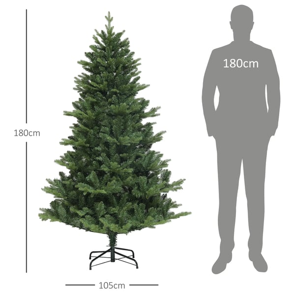 Kunstigt juletræ - XL 180 cm - 818 grenspidser - Hurtigt foldesystem - Stålstativ - Indendørs - Polyester - Olivengrøn