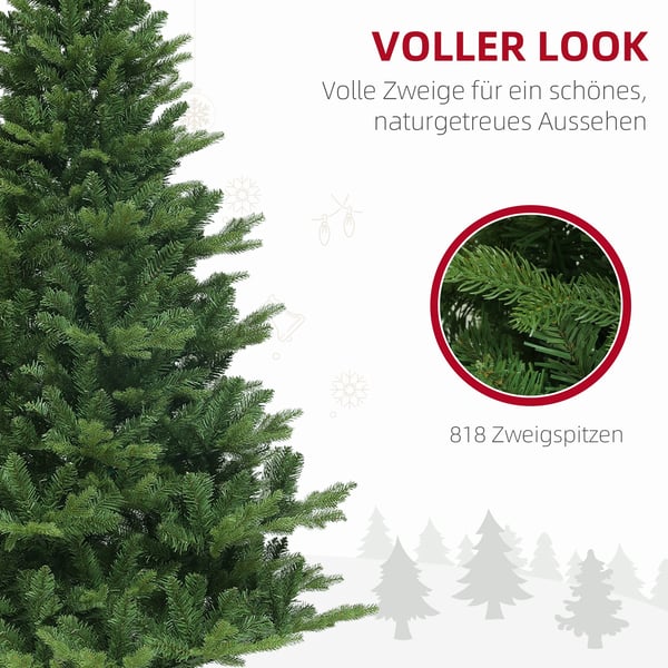 Kunstigt juletræ - XL 180 cm - 818 grenspidser - Hurtigt foldesystem - Stålstativ - Indendørs - Polyester - Olivengrøn