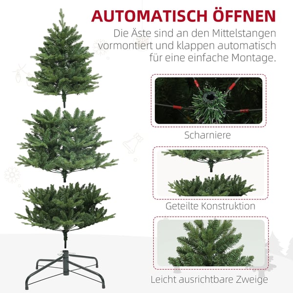 Kunstigt juletræ - XL 180 cm - 818 grenspidser - Hurtigt foldesystem - Stålstativ - Indendørs - Polyester - Olivengrøn