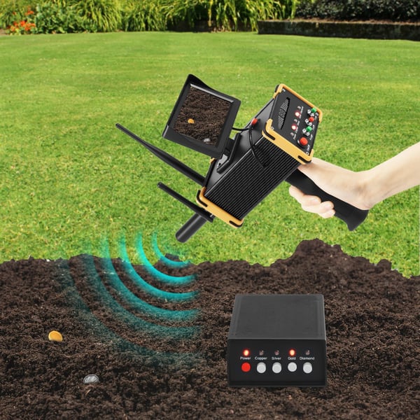 Metaldetektor - Guldfinder til underjordisk søgning - HD LCD - Genopladelig - 5,6–6 kHz, 360–440 Hz - Oplader 100–240 V - Sort