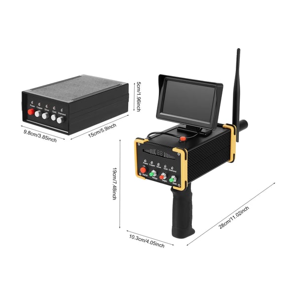 Metaldetektor - Guldfinder til underjordisk søgning - HD LCD - Genopladelig - 5,6–6 kHz, 360–440 Hz - Oplader 100–240 V - Sort