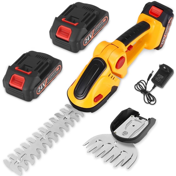 2‑in‑1 pensasleikkuri & ruohosakset - Pensas- ja ruohotrimmeri - Johdoton - 24 V akku - Käsikäyttöinen - Keltainen
