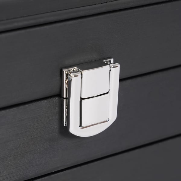Penne Displayboks - Opbevaringsboks - 36 Rum - 3 Niveauer - Fløjl Indvendigt - Klart Glaslåg - 30,5×20×13,5 cm - Sort