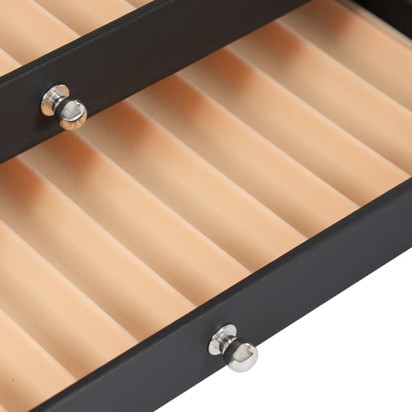 Penne Displayboks - Opbevaringsboks - 36 Rum - 3 Niveauer - Fløjl Indvendigt - Klart Glaslåg - 30,5×20×13,5 cm - Sort