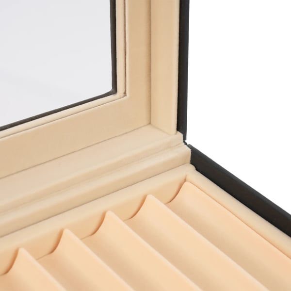 Penne Displayboks - Opbevaringsboks - 36 Rum - 3 Niveauer - Fløjl Indvendigt - Klart Glaslåg - 30,5×20×13,5 cm - Sort