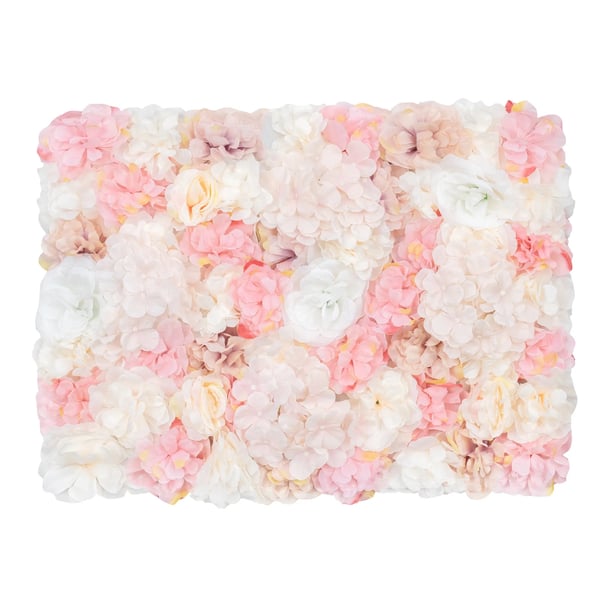 Kunstig Blomstervæg - Panel 12-pak - 60×40 cm - 3D Hortensia - Silke - Indendørs - Rosa