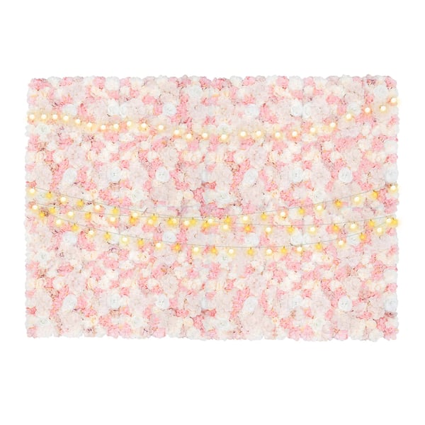 Kunstig Blomstervæg - Panel 12-pak - 60×40 cm - 3D Hortensia - Silke - Indendørs - Rosa