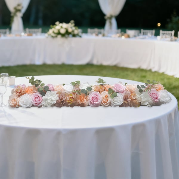 Kunstig Blomsterguirlande - Hængende Ranke - Silke & Plast - 100 x 30 cm - Indendørs - Bryllupsdekoration - Beige