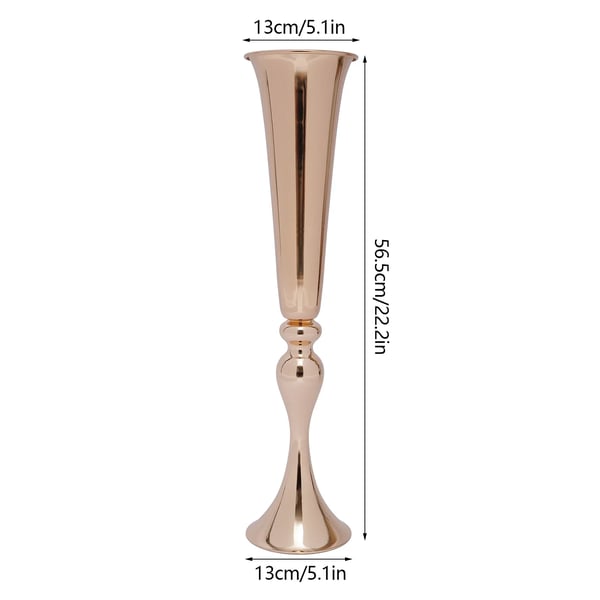 Bordvaser - Trompetformede - Sæt med 6 - Metal - Højde 56 cm - Til bryllup, fest og fødselsdag - Rosaguld